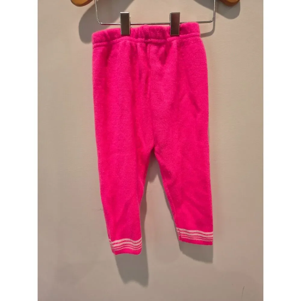 Self Design Woolen Co-Ordinate Warm Set in vibrant pink 12-18m